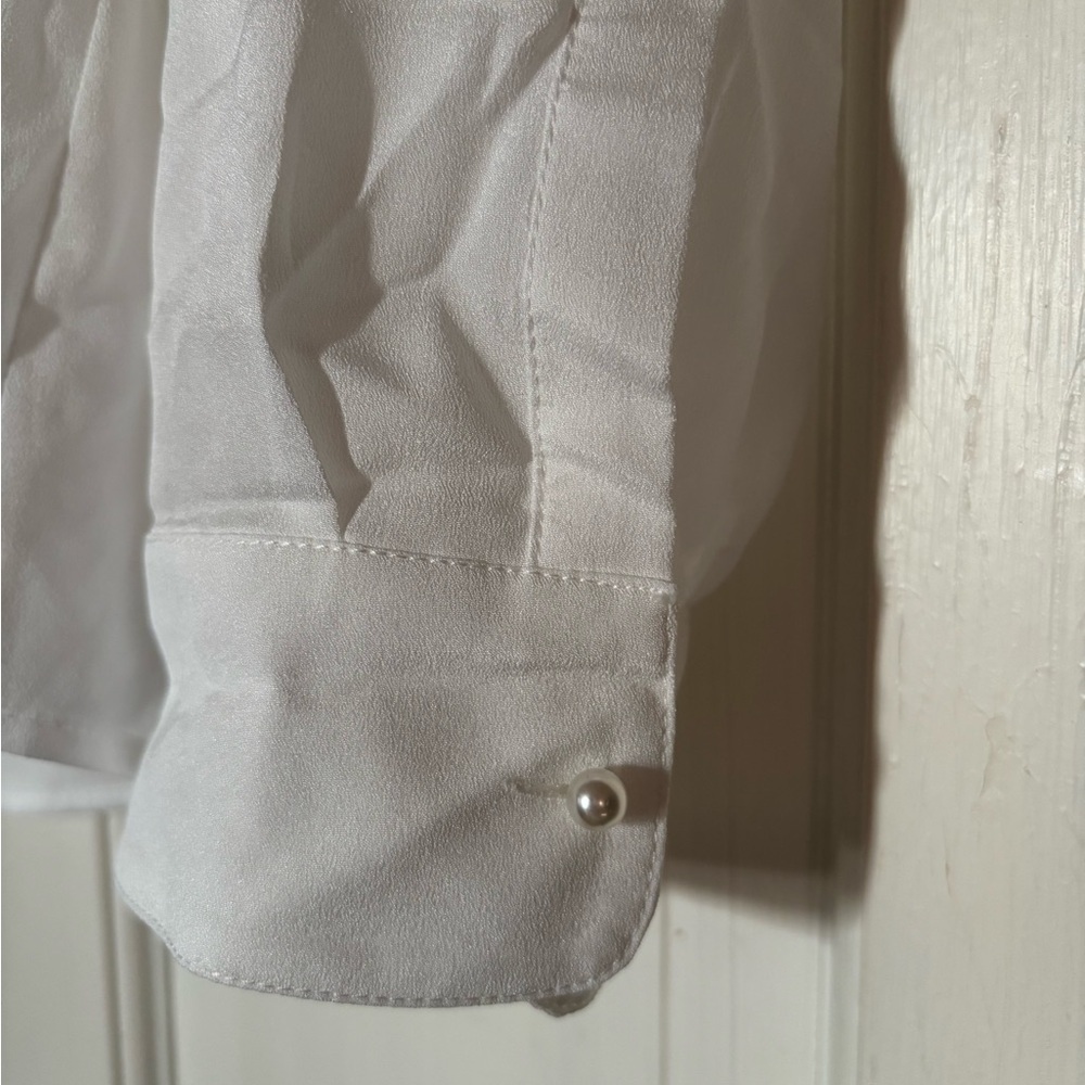 NWT Karl Lagerfeld ruffle front button down blouse - Picture 7 of 12